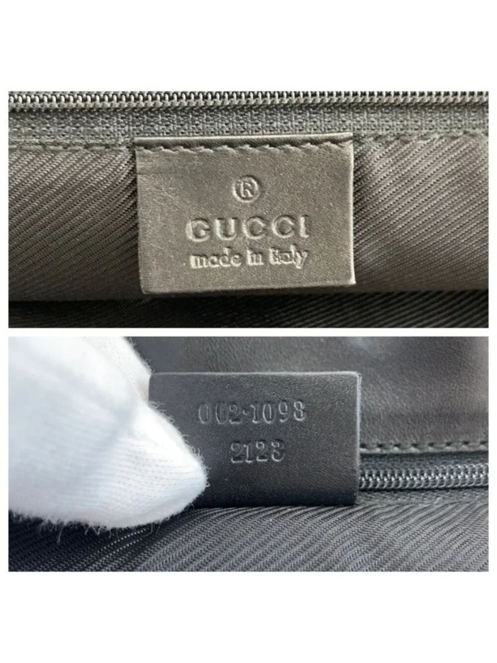 Gucci Black Gold GG Canvas Leather 002 Tote Shoulder